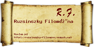 Ruzsinszky Filoména névjegykártya